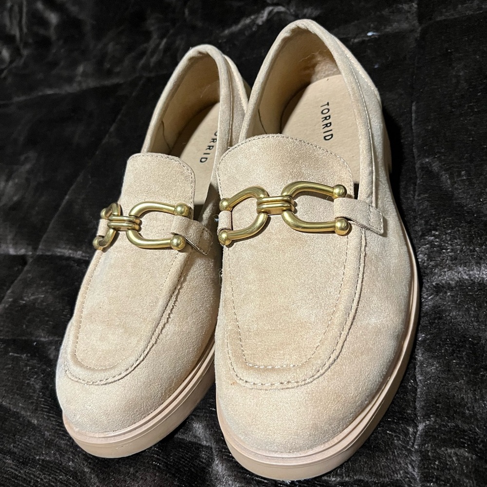 Torrid Women’s  Tan Loafers with Gold Detail